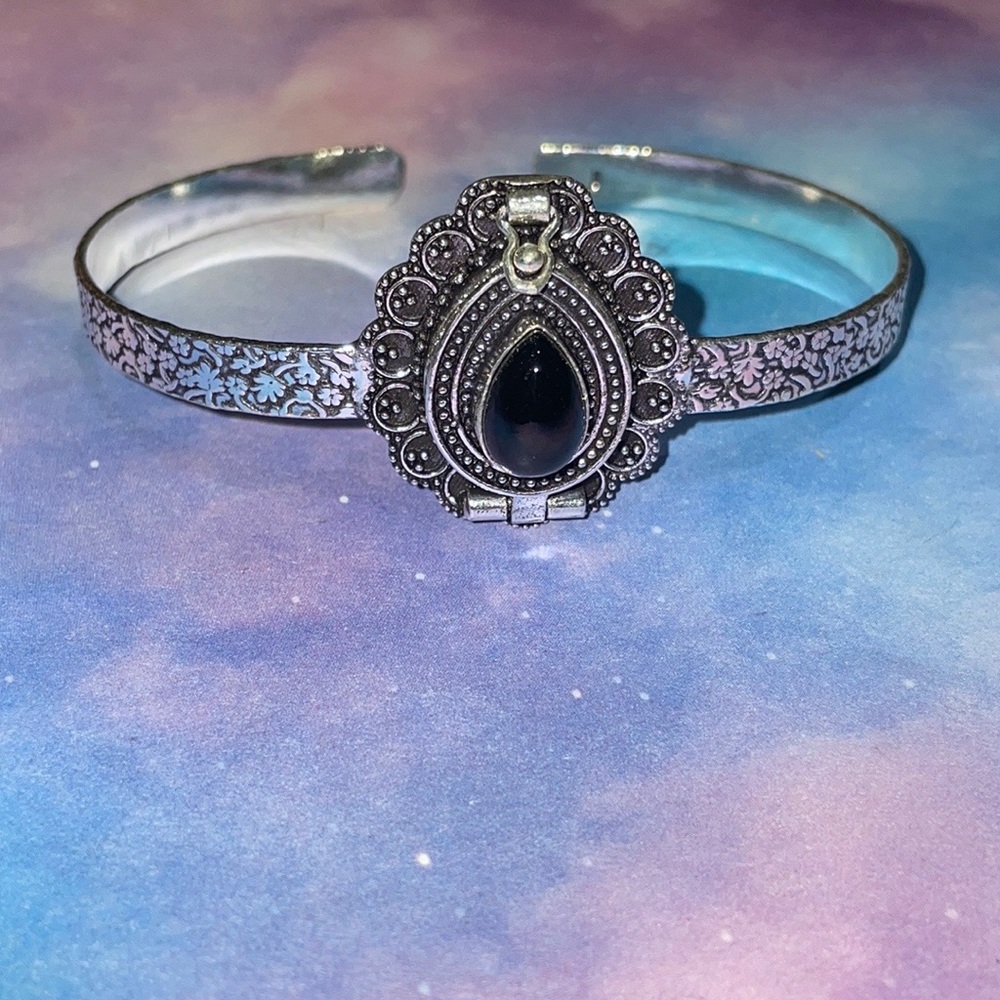 Onyx Silver Locket Bracelet
